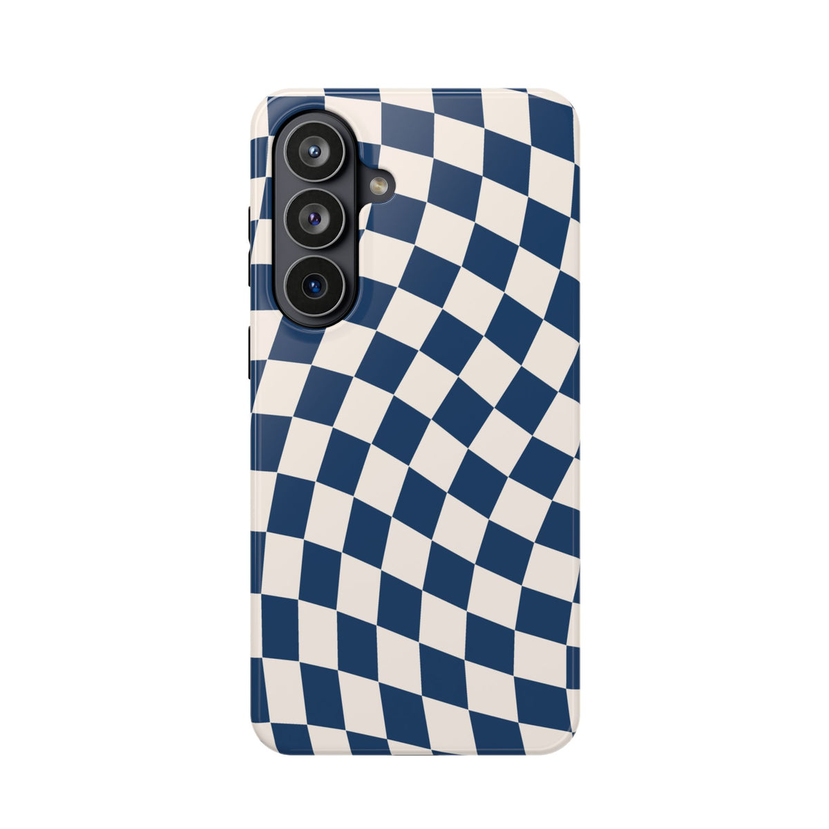 Navy & Beige Wavy Checkered Samsung Case