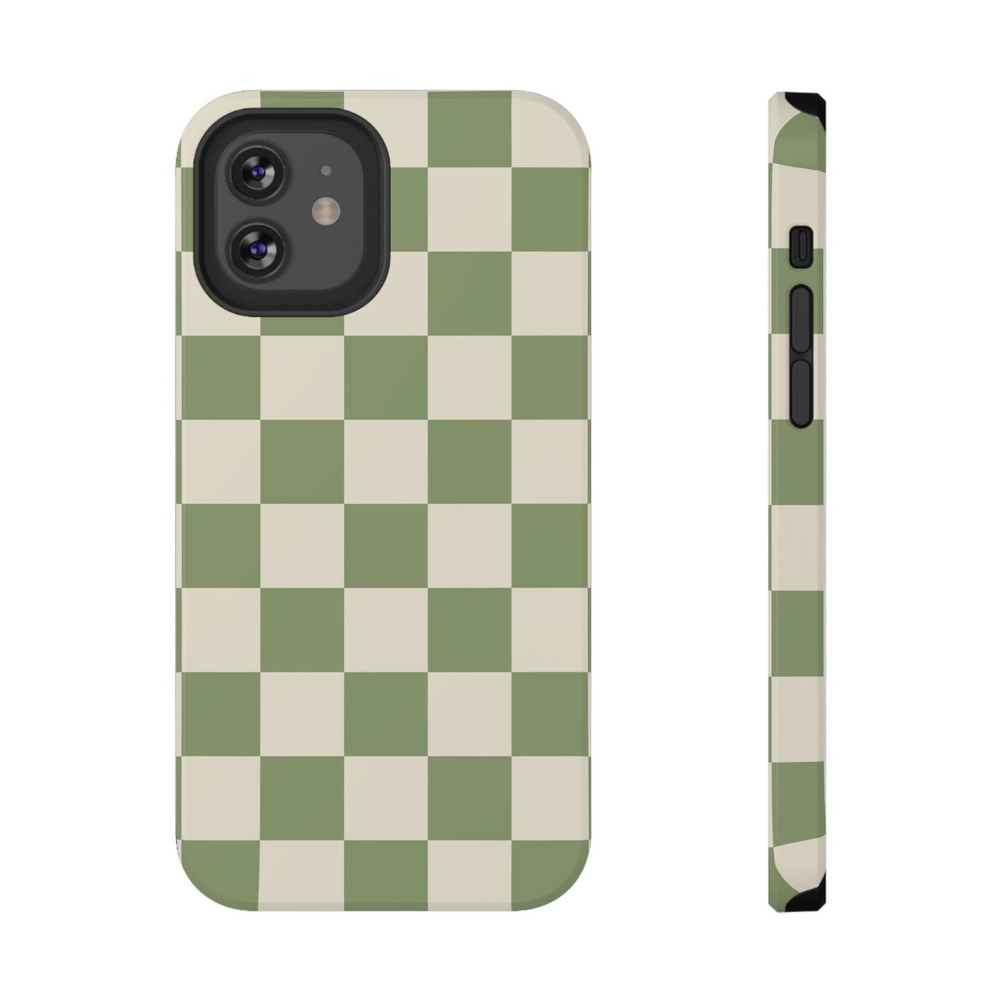 Green & Beige Checkered iPhone Case