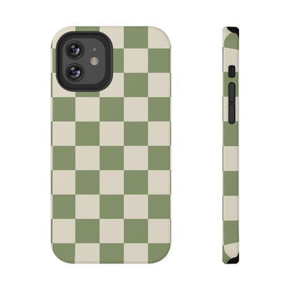 Green & Beige Checkered iPhone Case