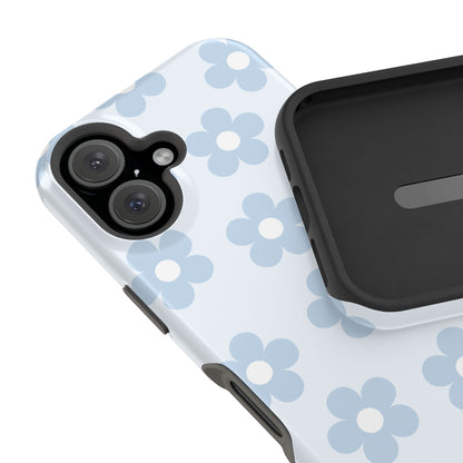Light Blue Retro Flowers iPhone Case