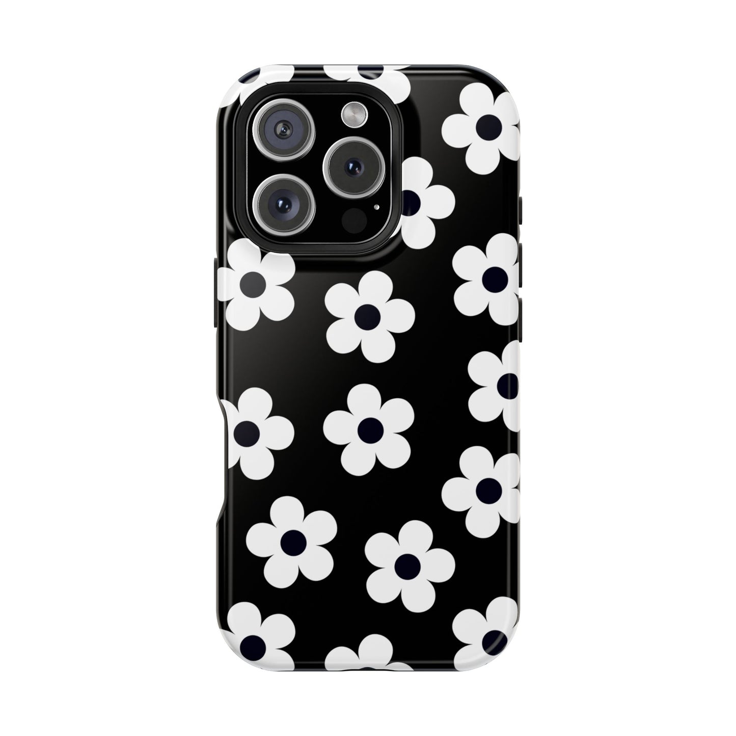 Black Retro Flowers iPhone Case