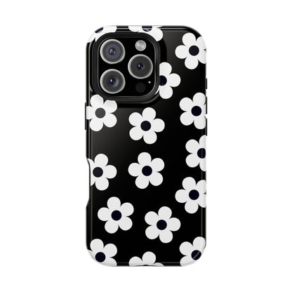 Black Retro Flowers iPhone Case