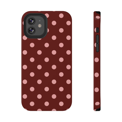 Maroon Polka Dots iPhone Case