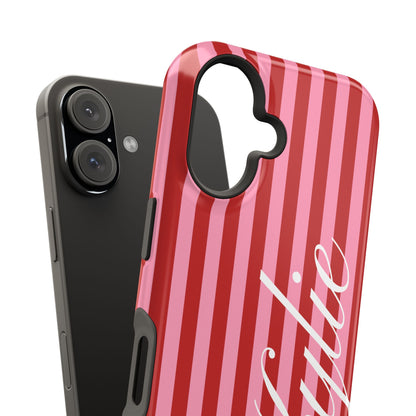 Personalized Cherry Blush Stripes iPhone Case