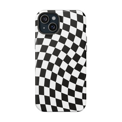 Black Wavy Checkered iPhone Case