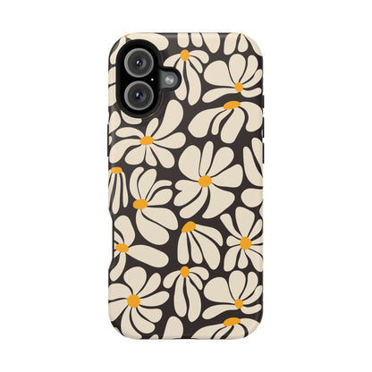Black Retro Flowers iPhone Case