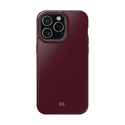 Custom Initials Burgundy iPhone Case