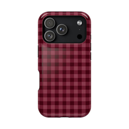 Burgundy Gingham iPhone Case