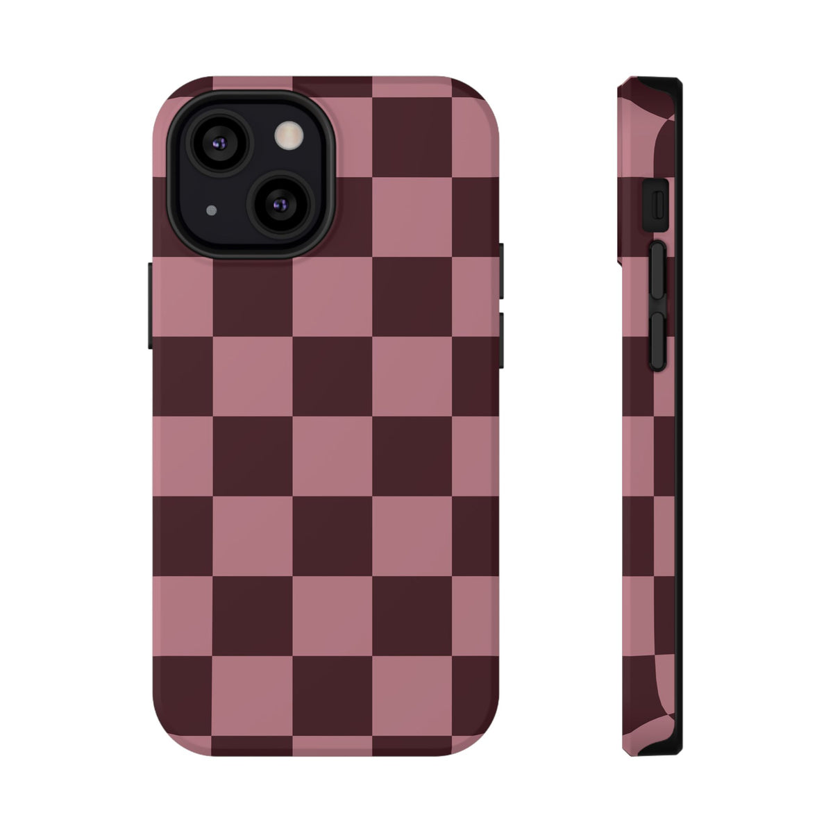 Burgundy & Pink Checkered iPhone Case
