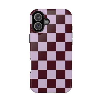 Burgundy & Violet Checkered iPhone Case