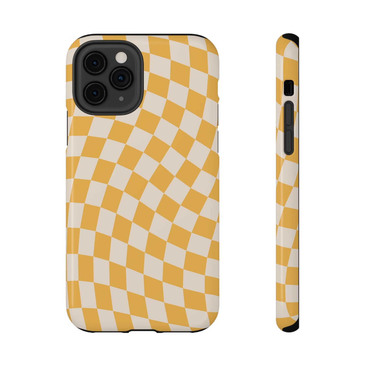Yellow Wavy Checkered iPhone Case