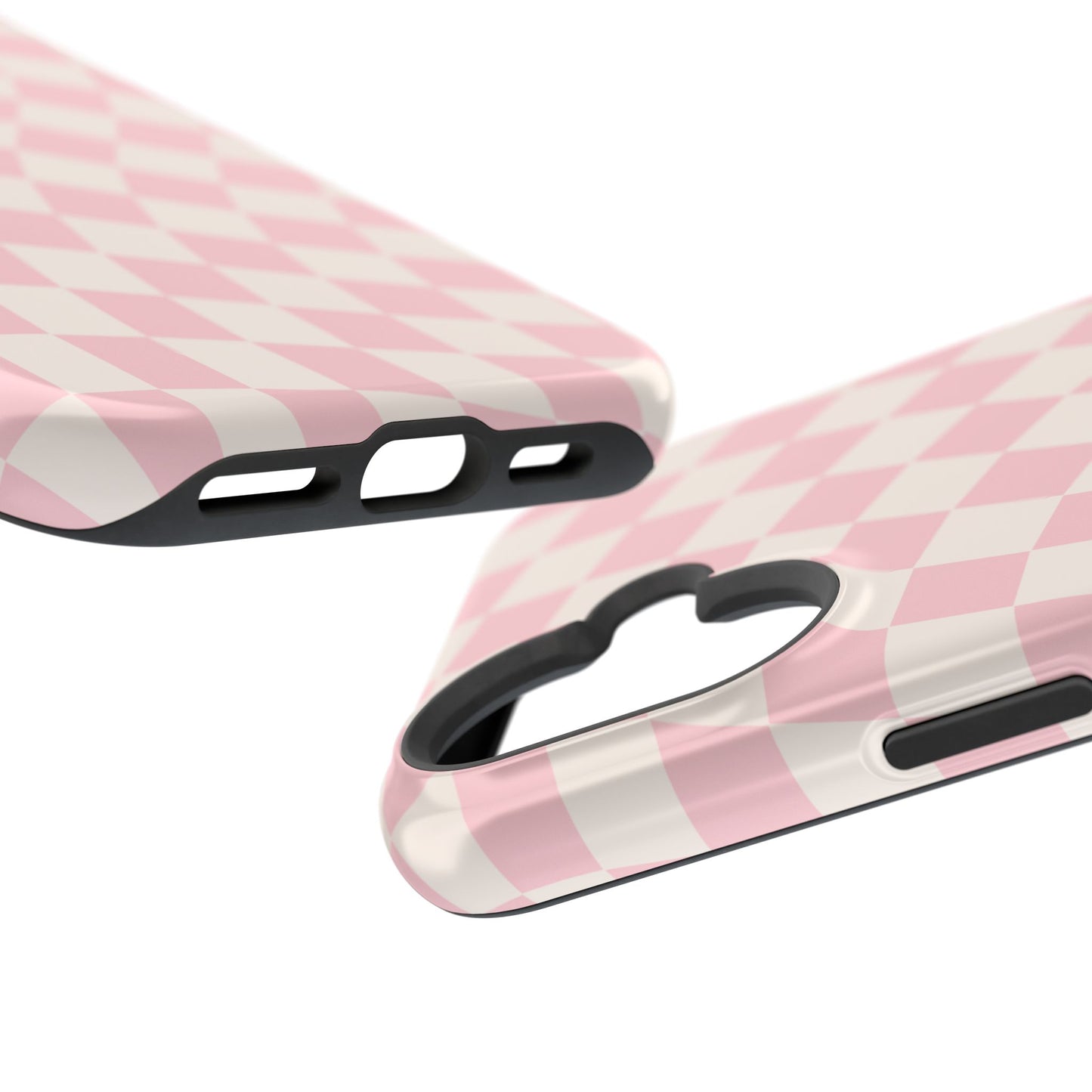 Pink & Beige Wavy Checkered iPhone Case