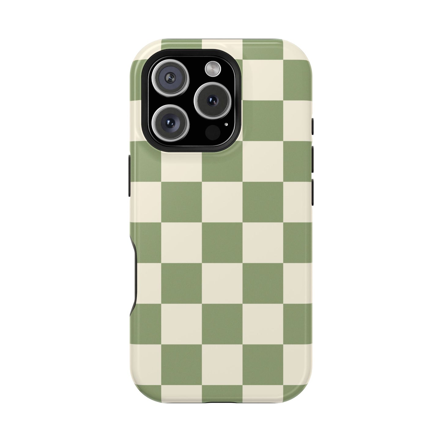 Green & Beige Checkered iPhone Case