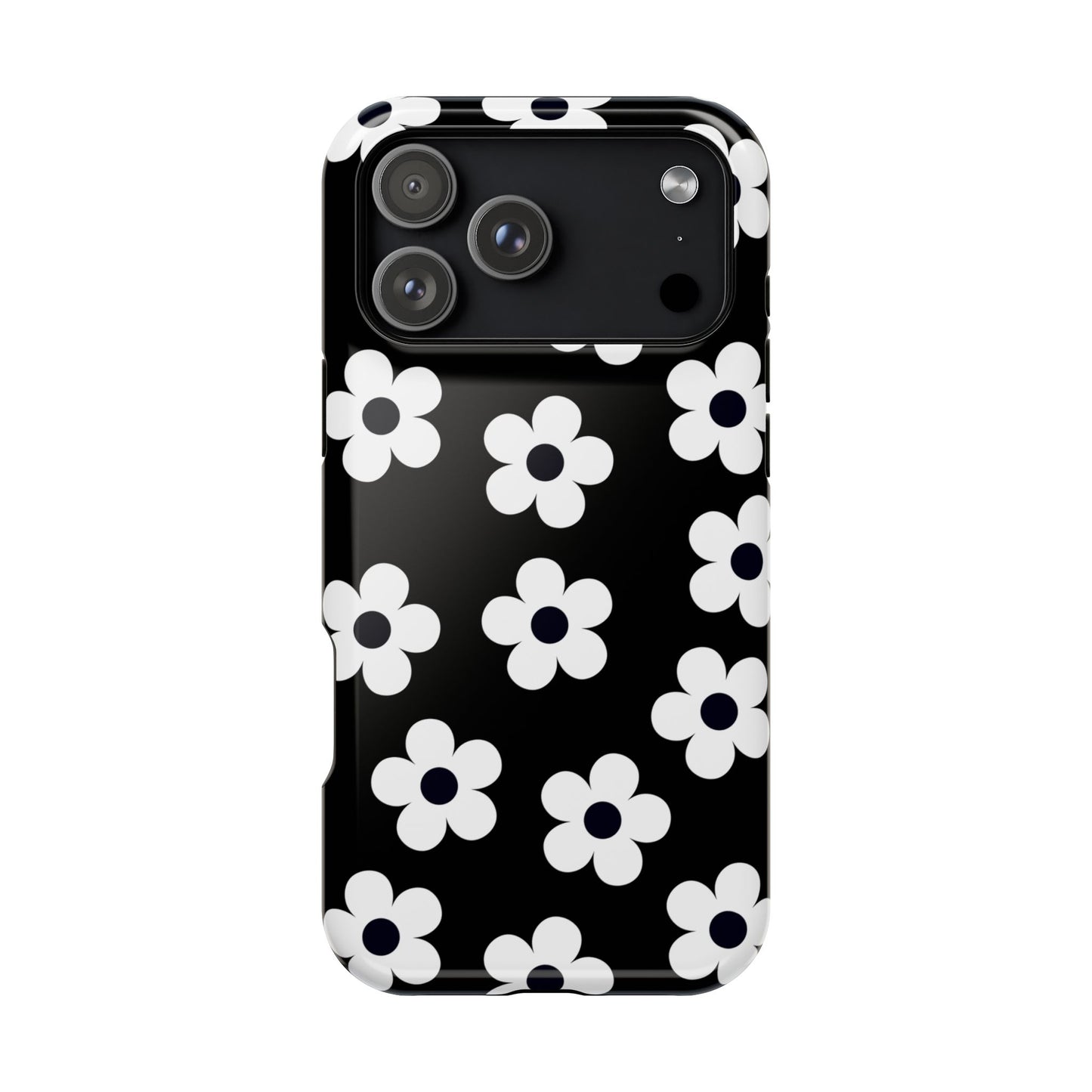Black Retro Flowers iPhone Case