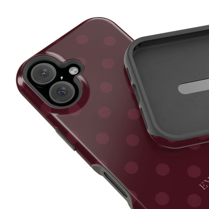 Custom Initials Burgundy Polka Dots iPhone Case
