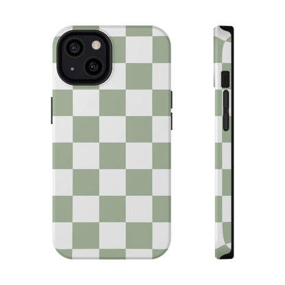 Sage Green Checkered iPhone Case