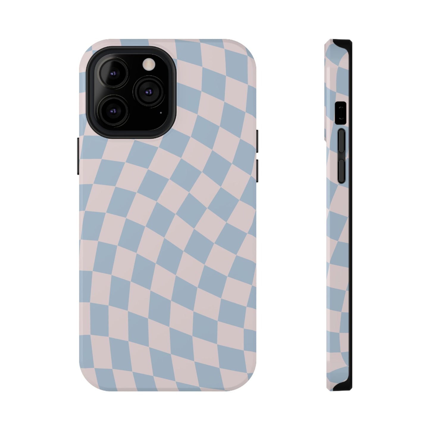 Pink & Blue Wavy Checkered iPhone Case