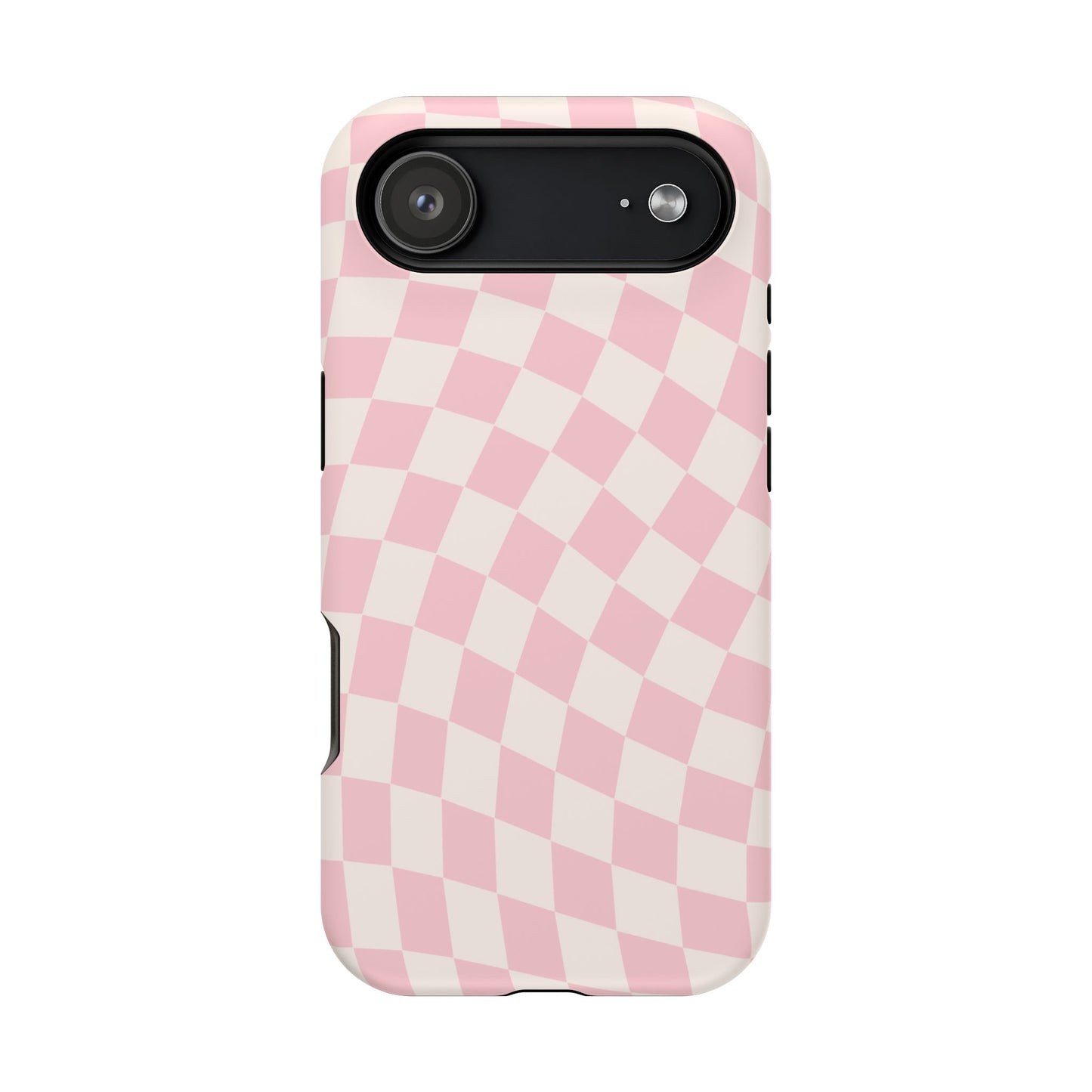 Pink & Beige Wavy Checkered iPhone Case