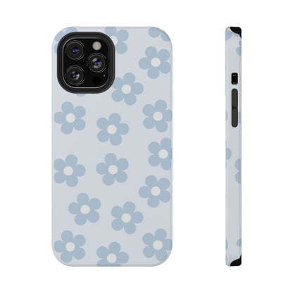 Light Blue Retro Flowers iPhone Case