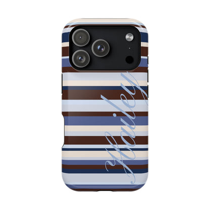 Custom Blueberry Mocha Stripes iPhone Case