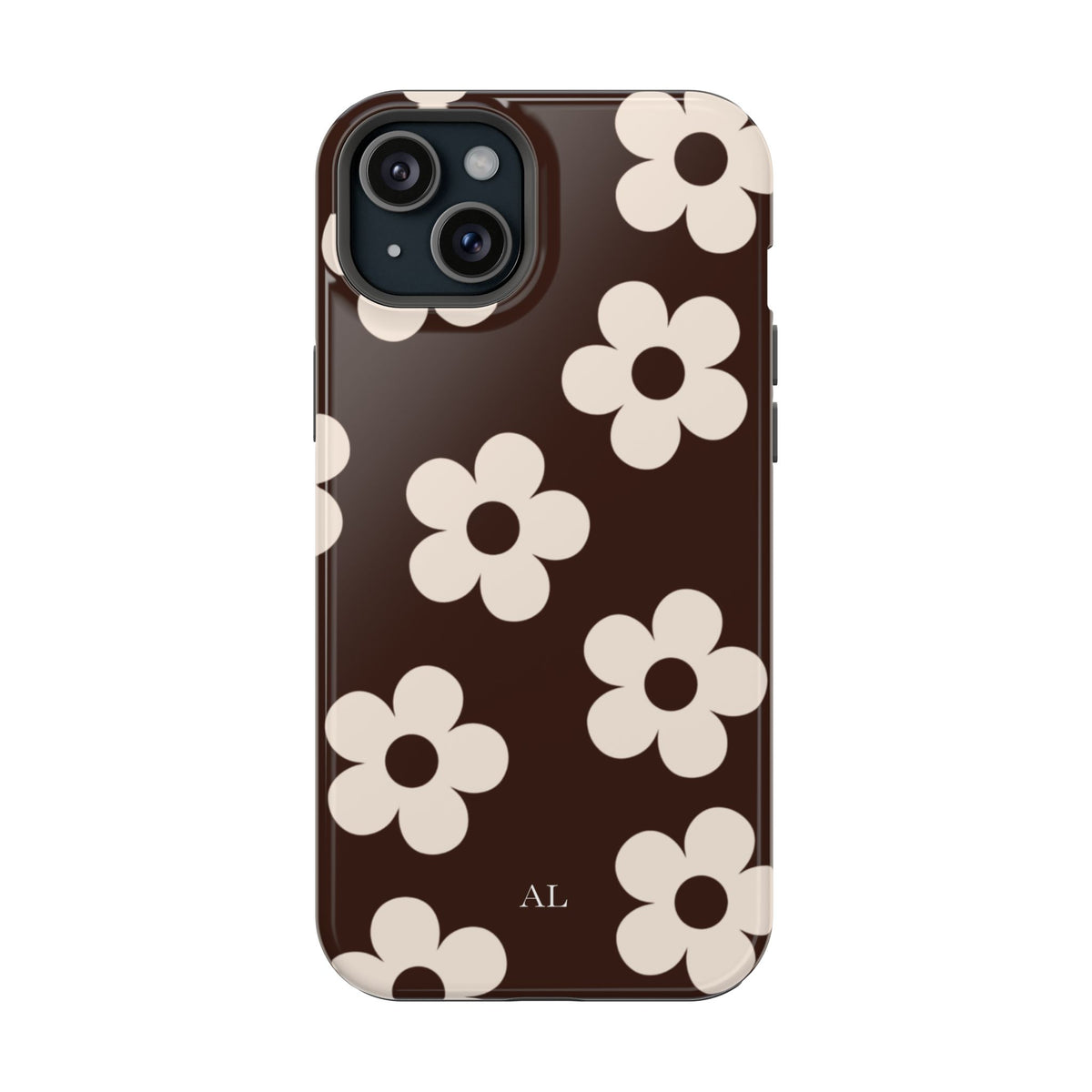 Custom Initials Cocoa Flowers iPhone Case