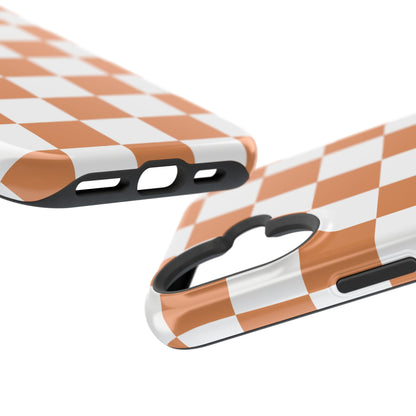 Dark Orange & White Checkered iPhone Case