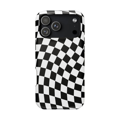 Black Wavy Checkered iPhone Case