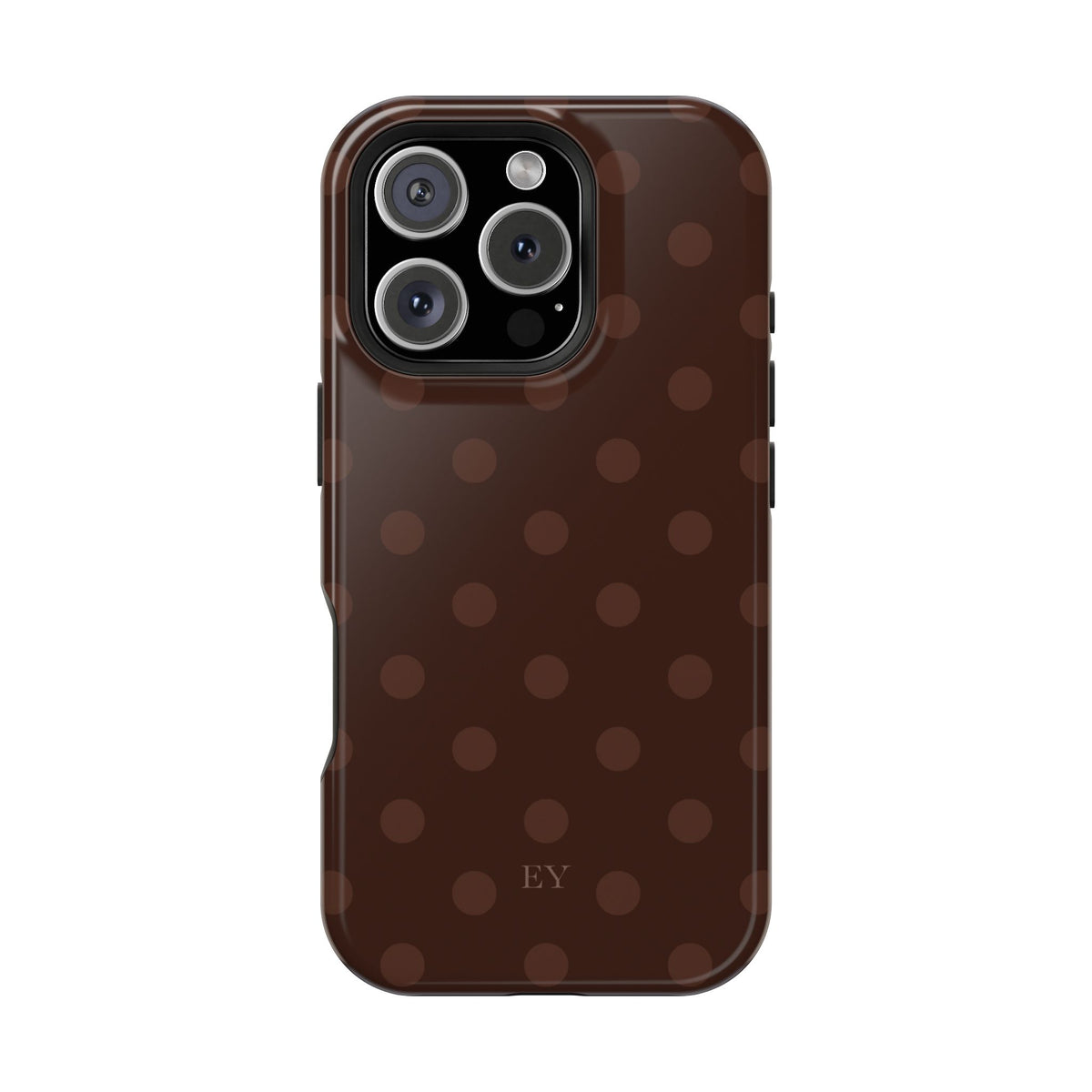 Custom Initials Mocha Polka Dots iPhone Case