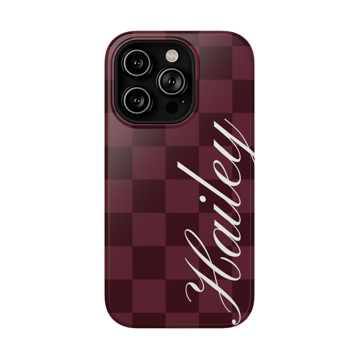 Custom Burgundy Checkered iPhone Case