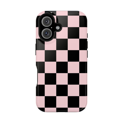 Pink & Black Checkered iPhone Case