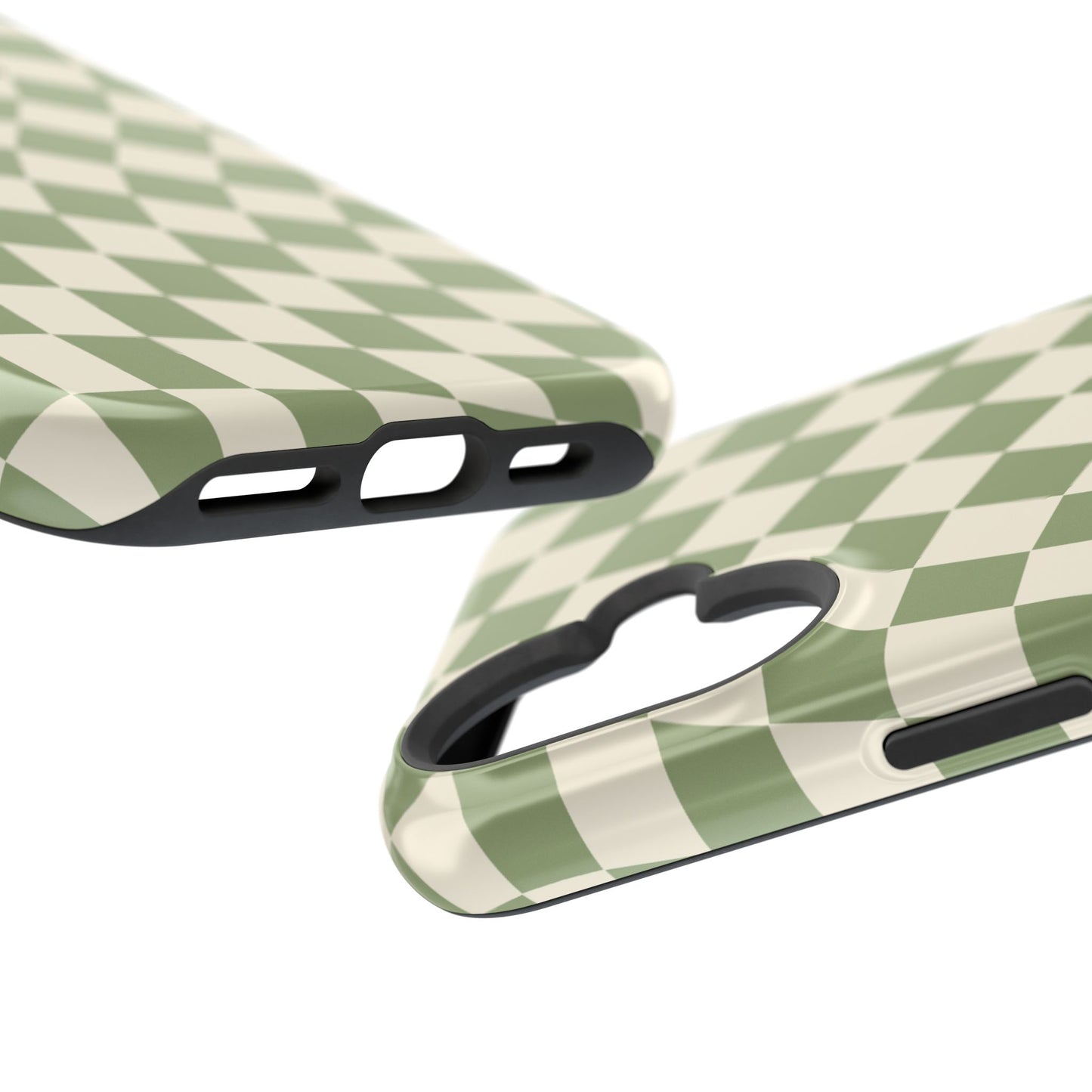 Green & Beige Wavy Checkered iPhone Case