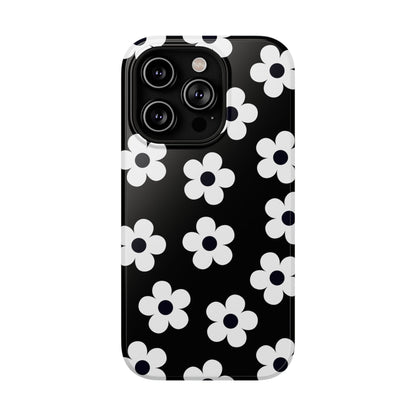 Black Retro Flowers iPhone Case