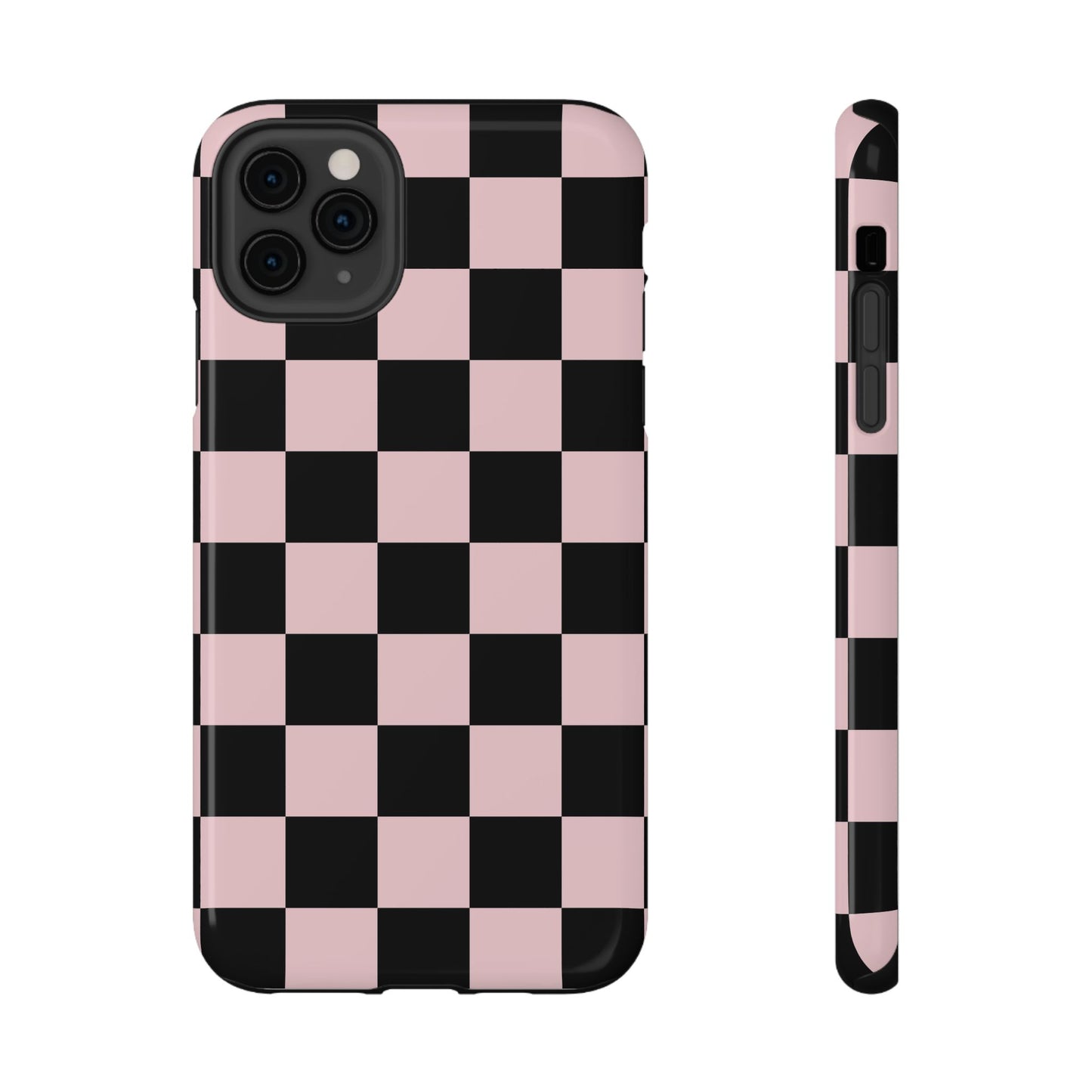Pink & Black Checkered iPhone Case