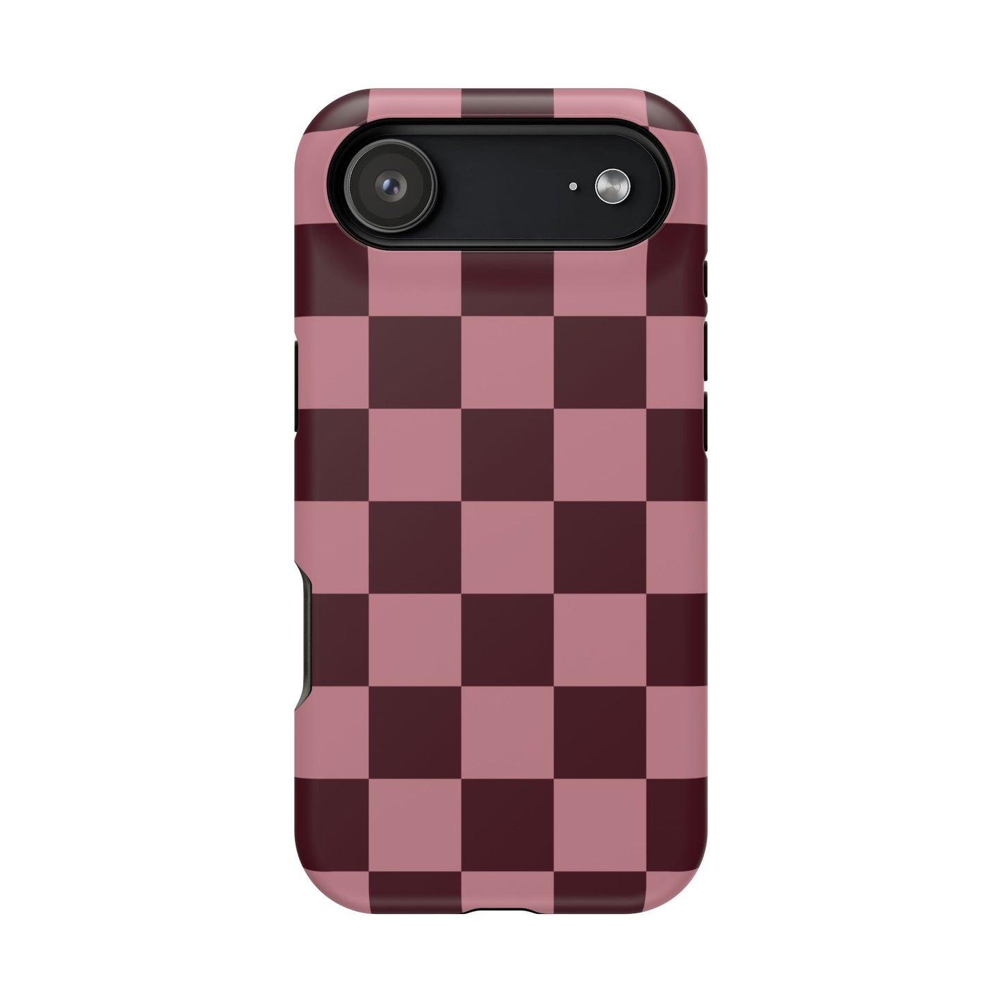 Burgundy & Pink Checkered iPhone Case