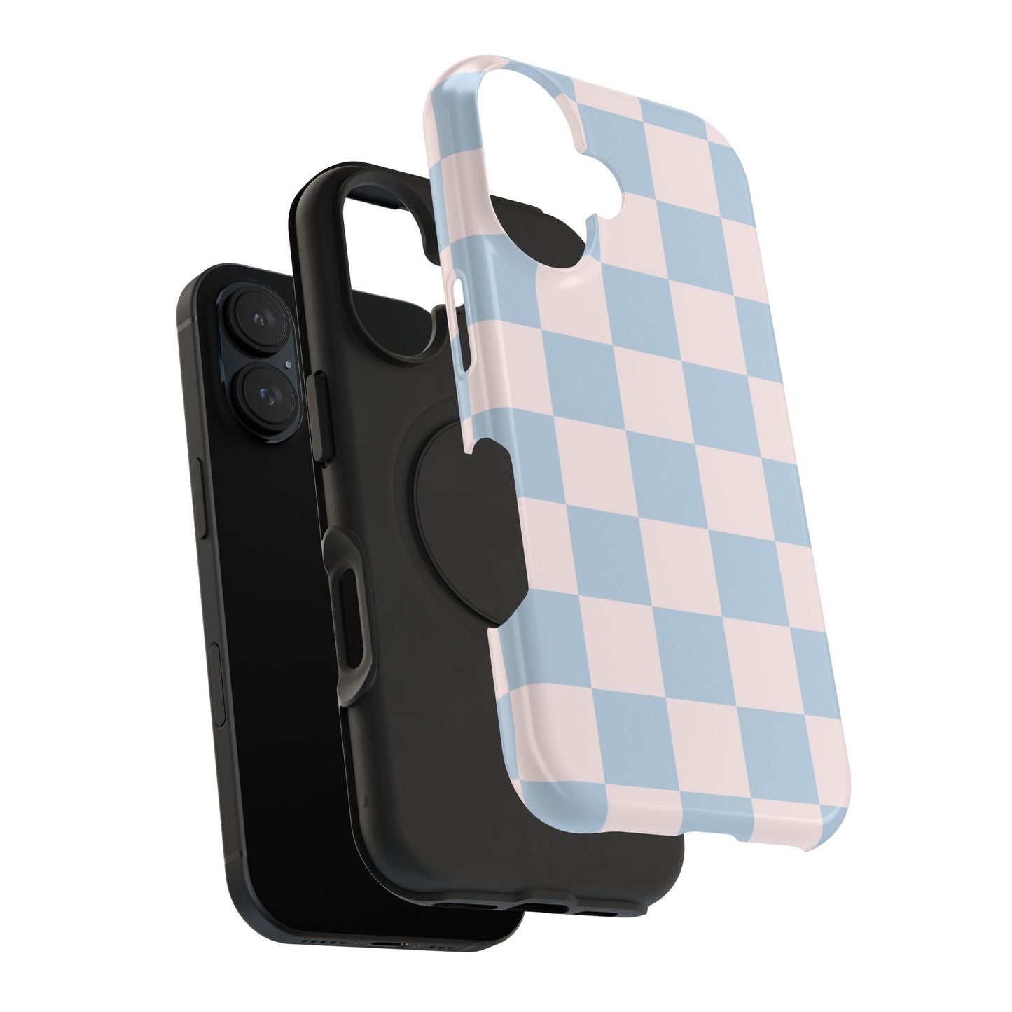 Light Pink & Blue Checkered iPhone Case