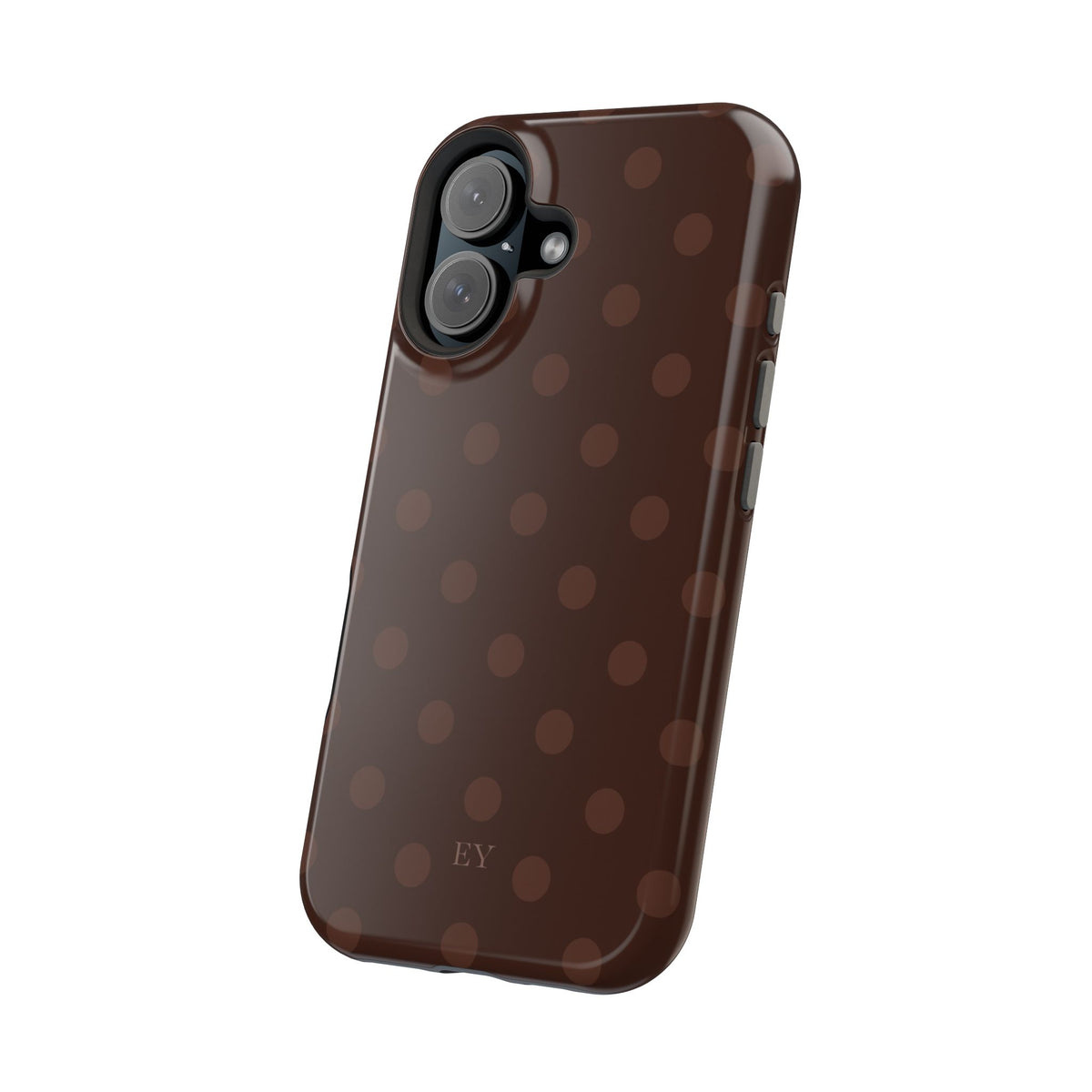 Custom Initials Mocha Polka Dots iPhone Case