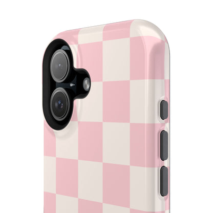 Light Pink & Beige Checkered iPhone Case
