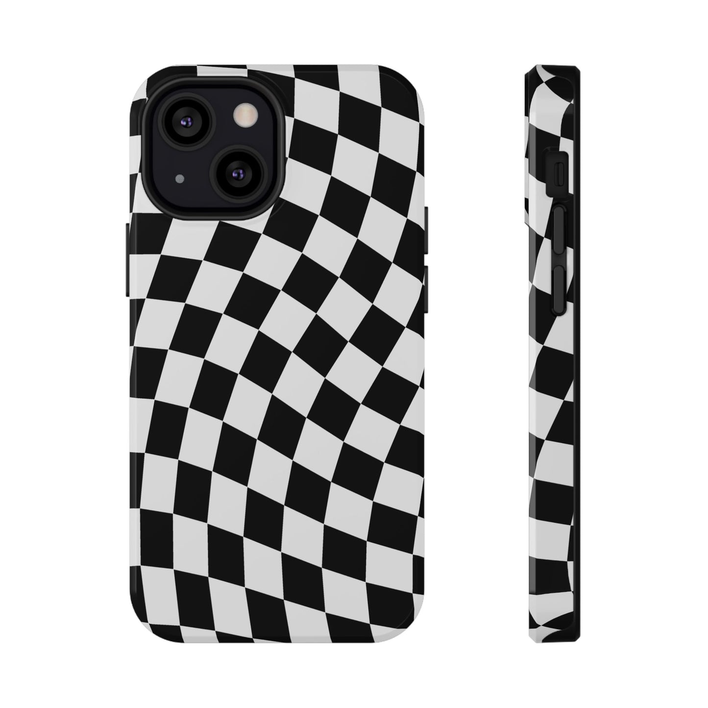 Black Wavy Checkered iPhone Case