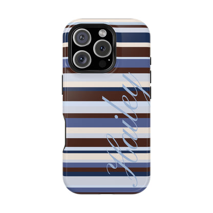 Custom Blueberry Mocha Stripes iPhone Case