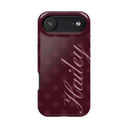 Custom Burgundy Polka Dots iPhone Case