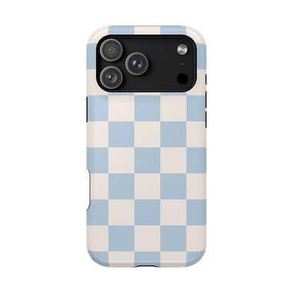 Light Blue & Beige Checkered iPhone Case