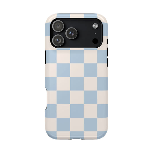 Light Blue & Beige Checkered iPhone Case
