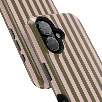 Pink Pistachio Stripes iPhone Case