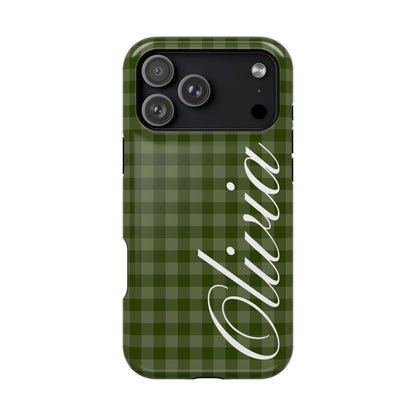Custom Green Gingham iPhone Case
