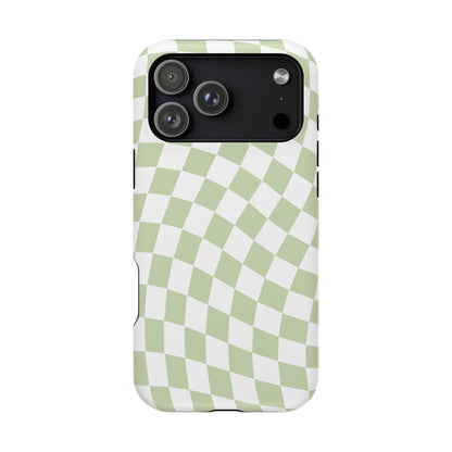 Light Green Wavy Checkered iPhone Case