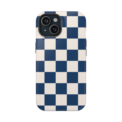 Navy & Beige Checkered iPhone Case