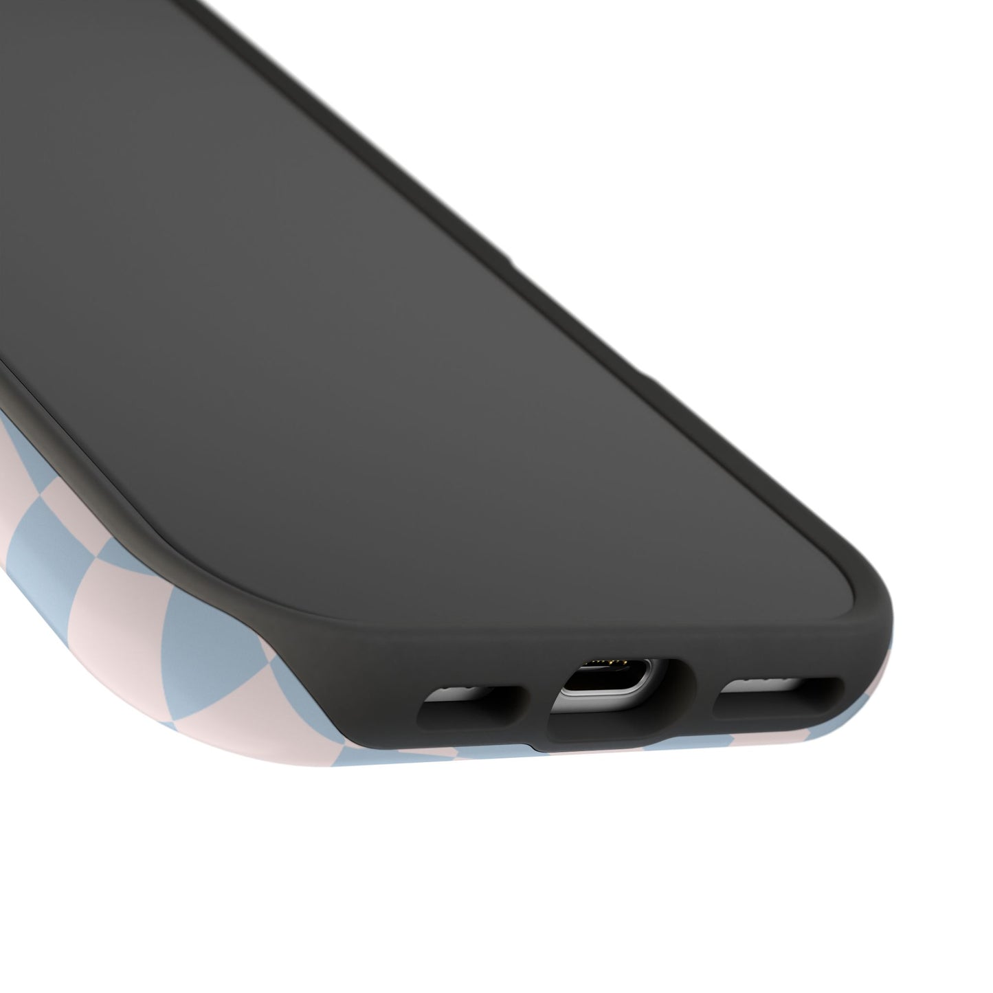 Pink & Blue Wavy Checkered iPhone Case