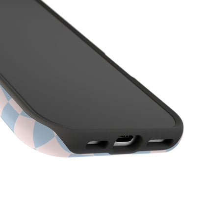 Pink & Blue Wavy Checkered iPhone Case