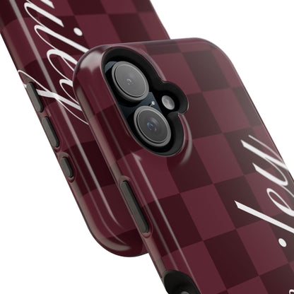 Custom Burgundy Checkered iPhone Case