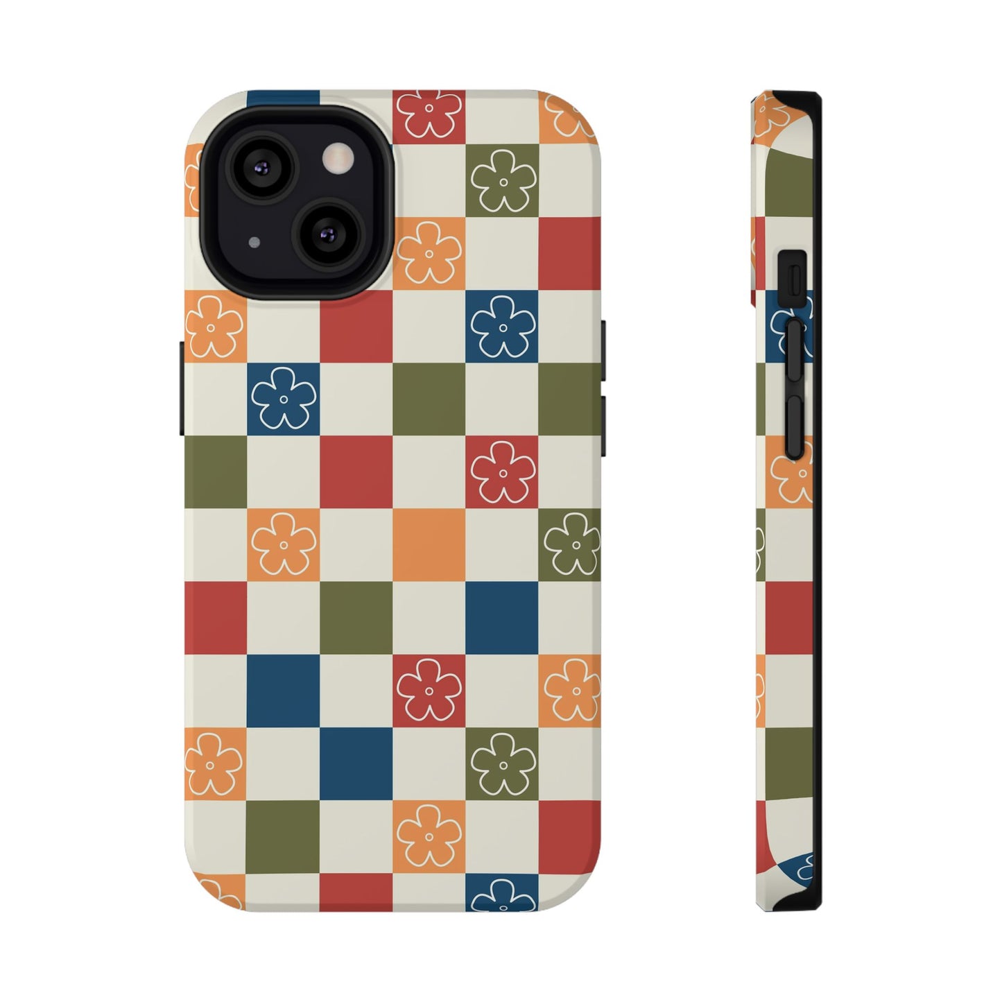 Vintage Flowers Checkered iPhone Case